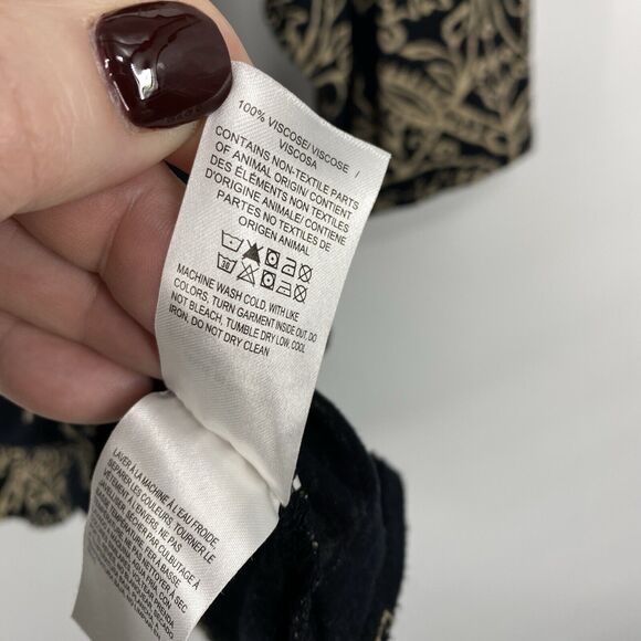 Lucky Brand Womens Tunic Top size 2X Black Tan Floral Paisley Boho Knit Casual - Picture 10 of 12